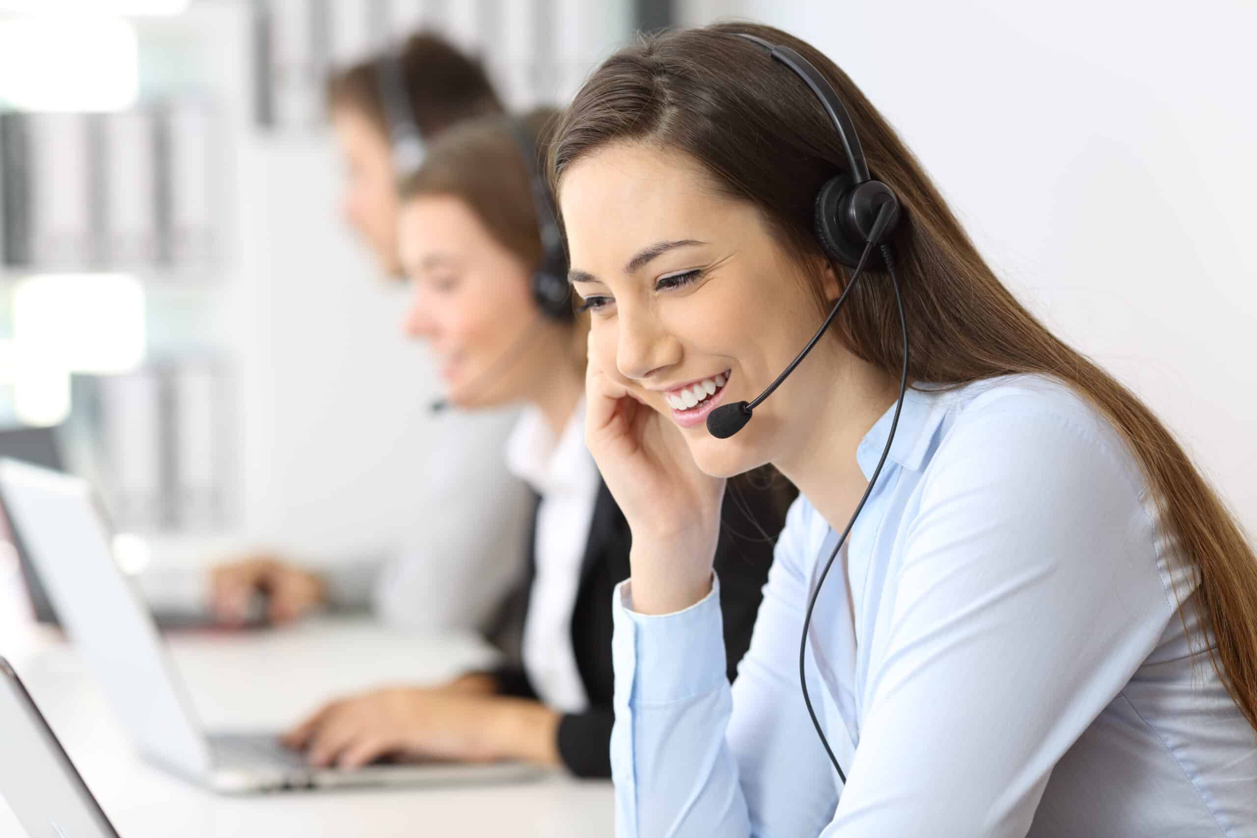 woman customer service representative smiling